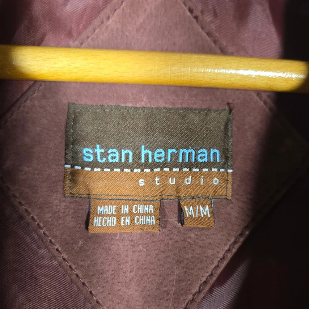 Vtg Stan Herman Studio Suede Leather Jacket Medium‎ Burgundy Blazer Boho Casual